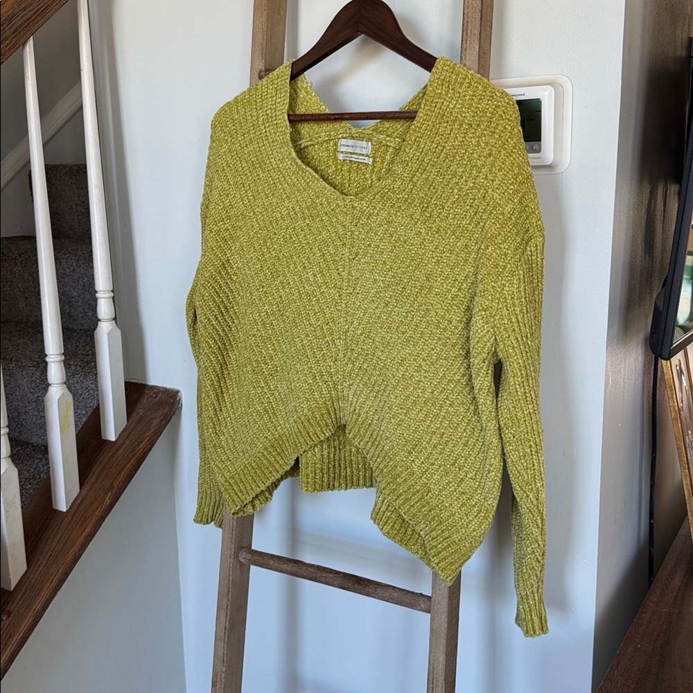 Urban Outfitters Textured Knit Sweater in Yellow green